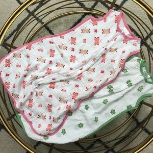 Two Aden + Anais cotton muslin light sleep sacks